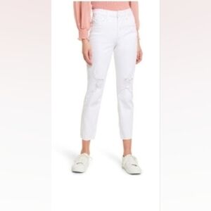 Kut from the Kloth White Distressed Straight Leg Jeans